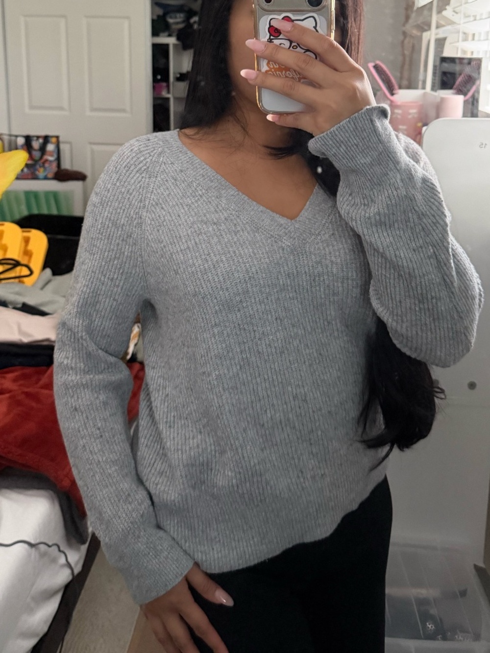 grey knit sweater